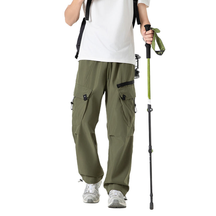 Herren Weite Utility-Cargo-Hose mit Tunnelzugbund, Multifachtaschen und verstellbaren Beinabschlüssen Drune