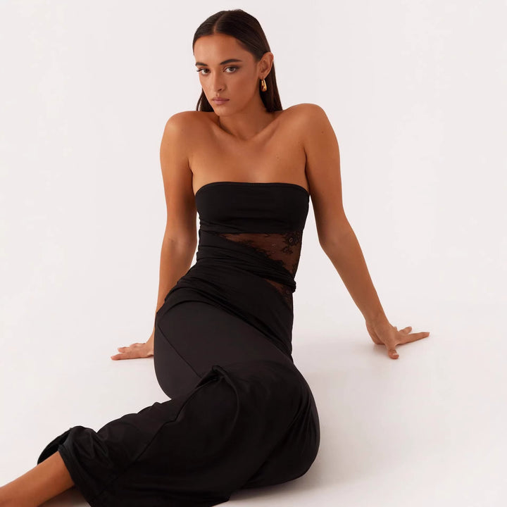 Damen Elegantes Minikleid mit verführerischem Spitzenoberteil und figurbetontem Schnitt Drune