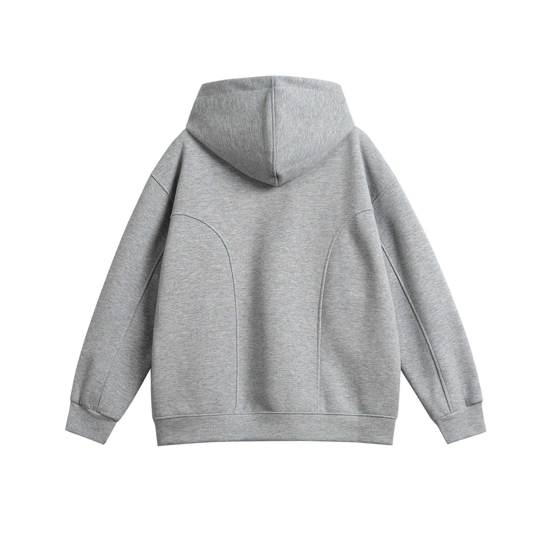 Unisex Oversize Kapuzenpullover mit Druckknopffunnel und Teilungsnähten Drune