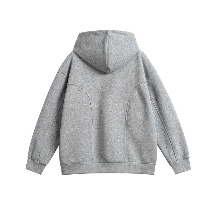 Unisex Oversize Kapuzenpullover mit Druckknopffunnel und Teilungsnähten Drune