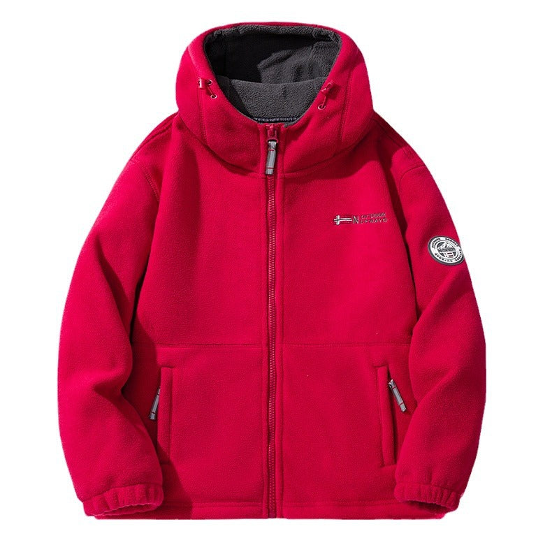 Herren Fleecejacke mit abnehmbarer Kapuze Drune