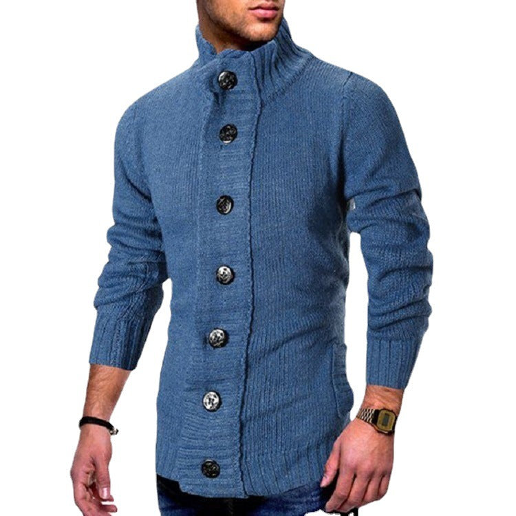 Herren Strickcardigan mit hohem Knopfkragen und figurbetontem Schnitt Drune