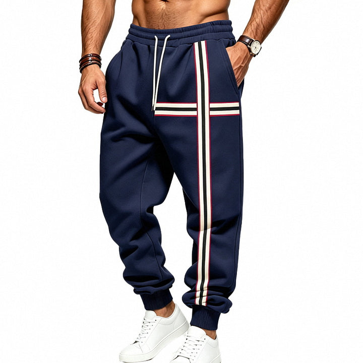 Herren Jogginghose mit kontrastierenden Seiten- und Querstreifen Drune