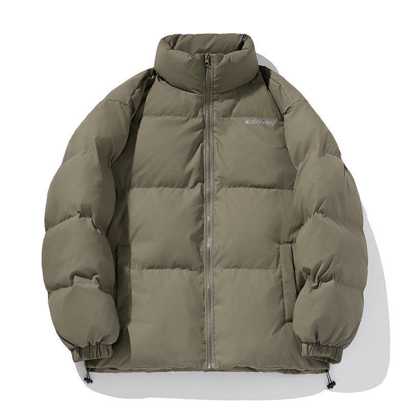 Unisex Kastig geschnittene gesteppte Daunenoptik-Jacke mit hohem Stehkragen und Kordelzugsaum Drune