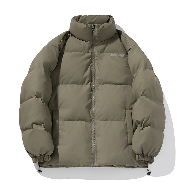 Unisex Kastig geschnittene gesteppte Daunenoptik-Jacke mit hohem Stehkragen und Kordelzugsaum Drune