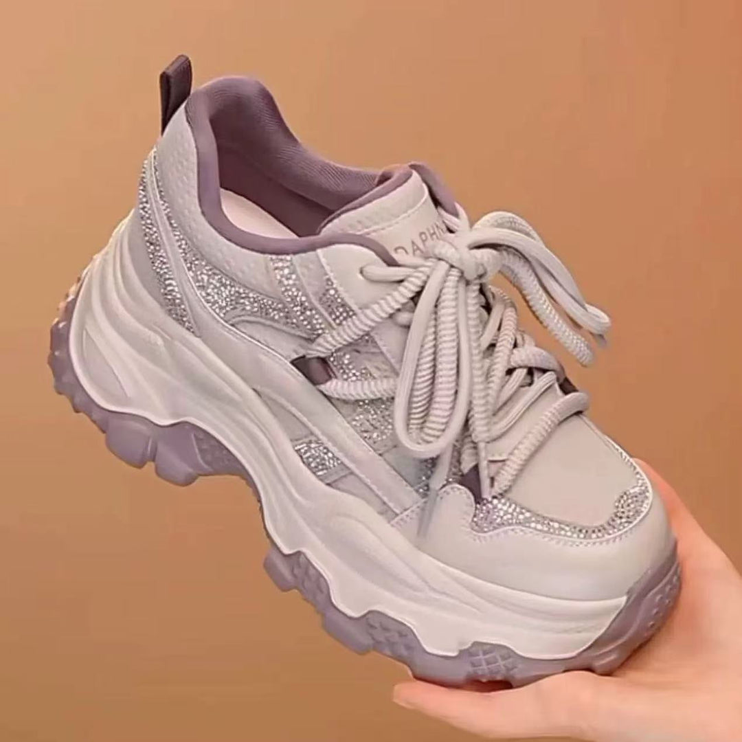 Damen Sportliche Sneakers mit auffälliger Dämpfung und glitzernden Akzenten Drune