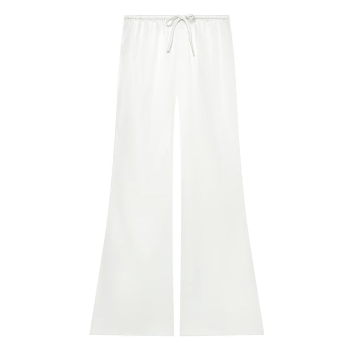 Damen Weite Satin‑Palazzohose mit Tunnelzug und elastischem Bund Drune