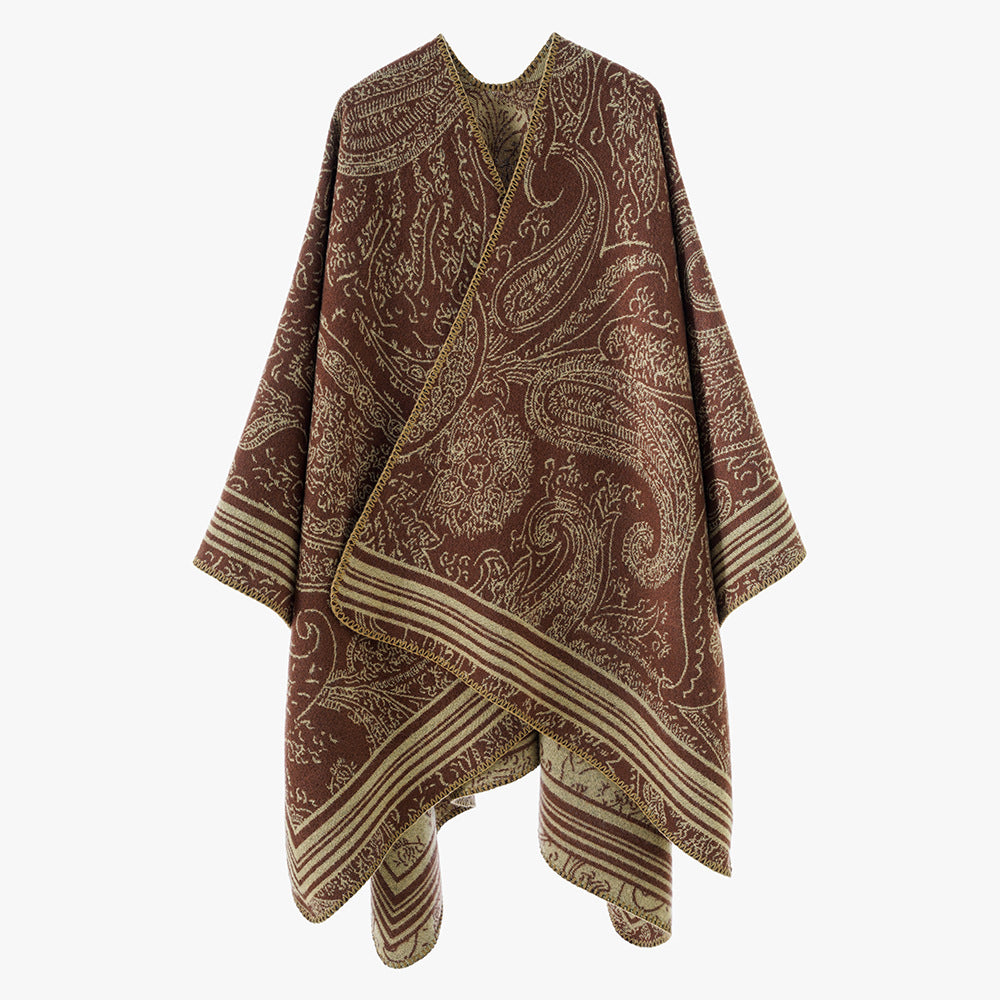 Damen Jacquardponcho mit Paisley‑Jacquard und kimonoähnlicher Oversize‑Silhouette Drune