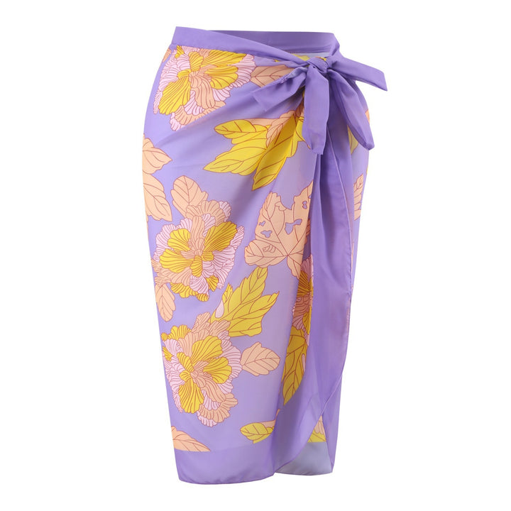 Damen Einteiler Badeanzug mit floralem Design und Wickelrock Drune