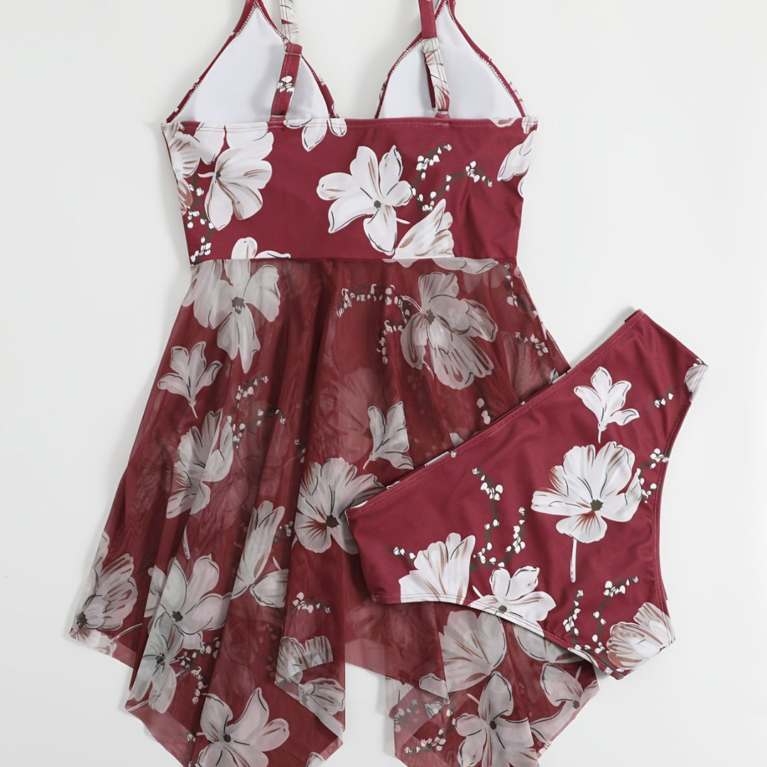 Damen Strandkleid mit floralem Überwurf Drune