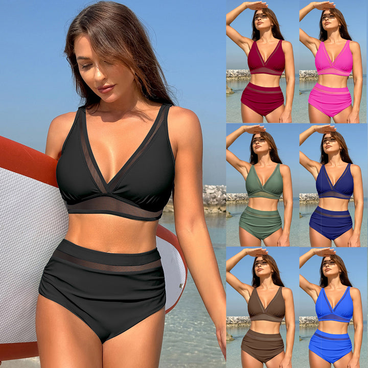 Damen High-Waist Bikini Set mit verstellbaren Trägern Drune