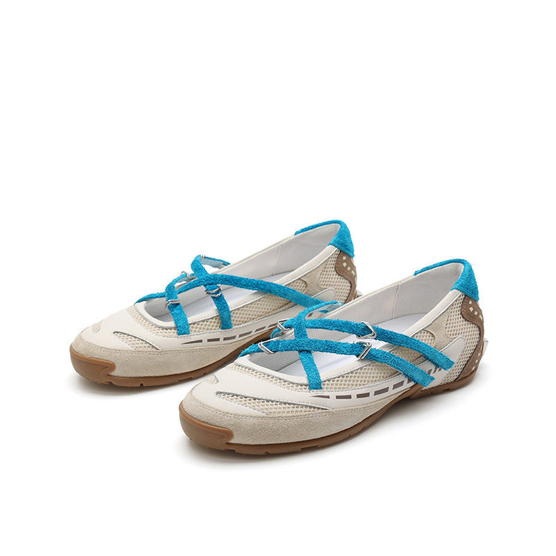 Damen Freizeit-Ballerinas mit atmungsaktivem Obermaterial und flexiblem Riemchen Drune