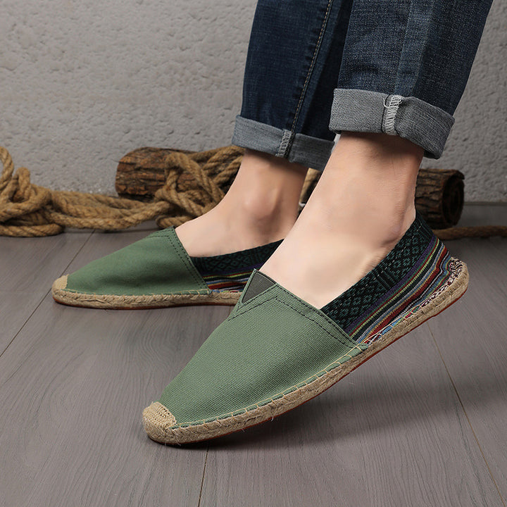 Damen Espadrilles-Slipper aus Canvas mit gewebtem Fersenbereich und geflochtener Jute-Sohle Drune