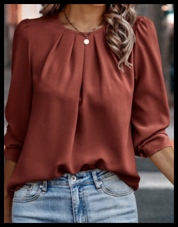 Damen Bluse mit eleganter Drapierung Drune