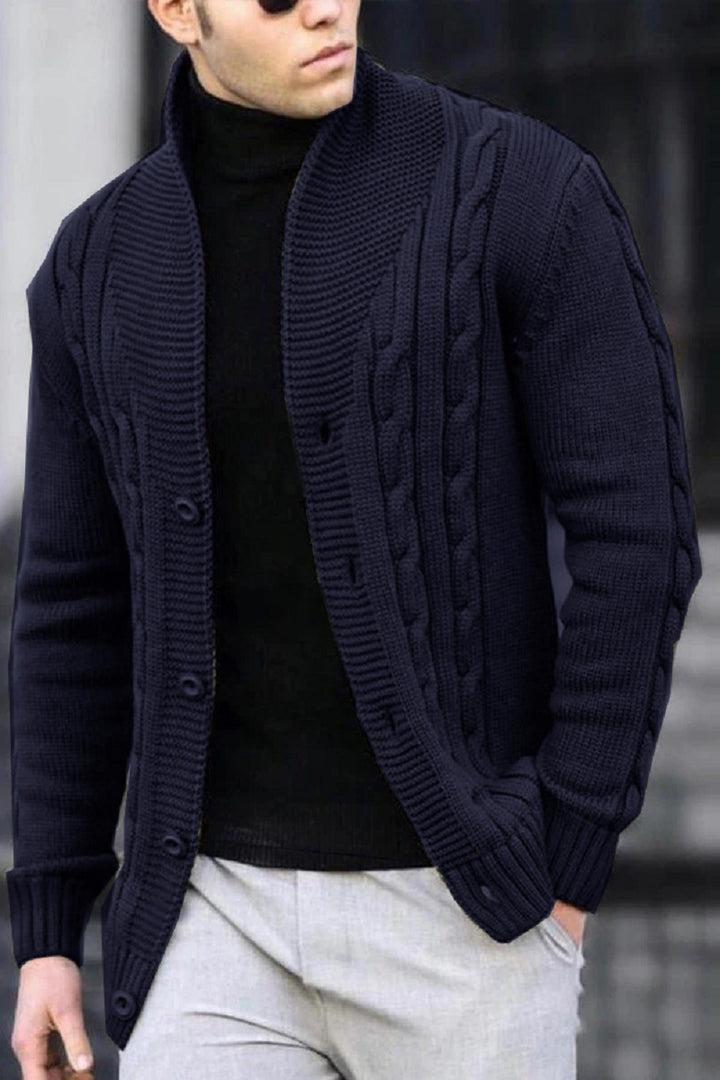 Herren Strickjacke mit robustem Zopfmuster und langlebigem Knopfverschluss Drune