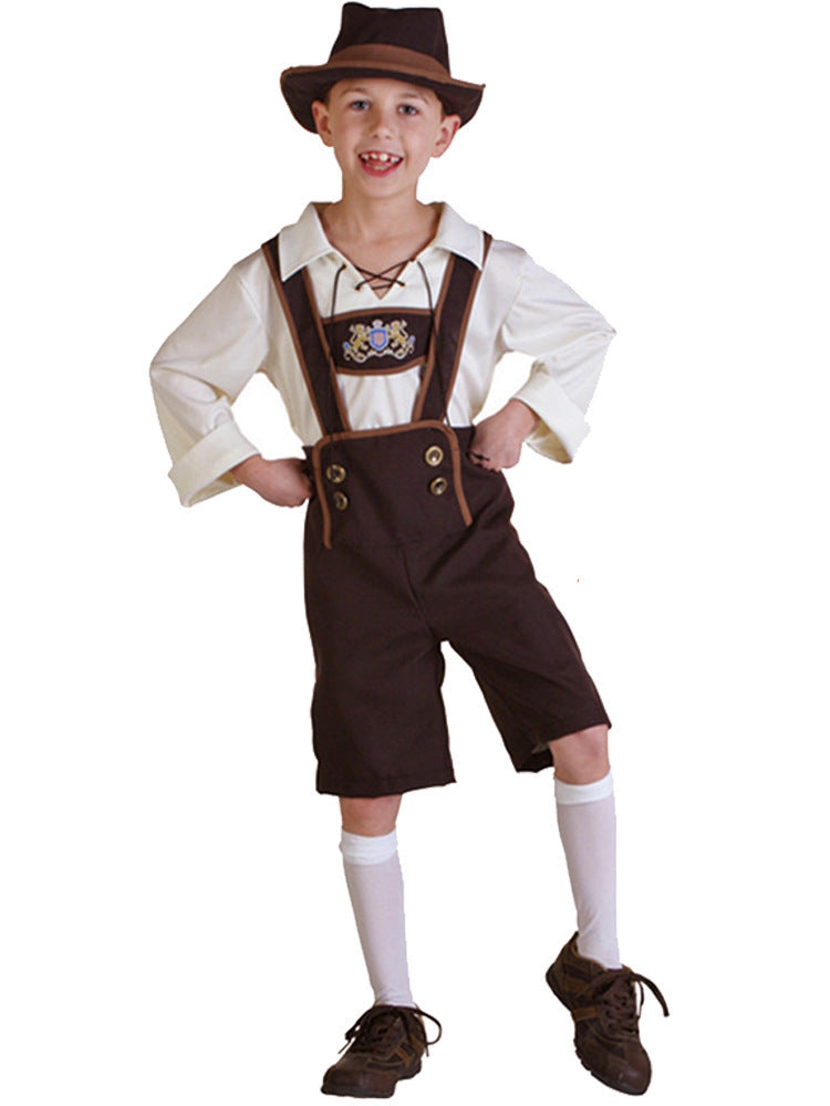 Jungen Trachtenkostüm mit langer Bluse und Hosenträger Drune