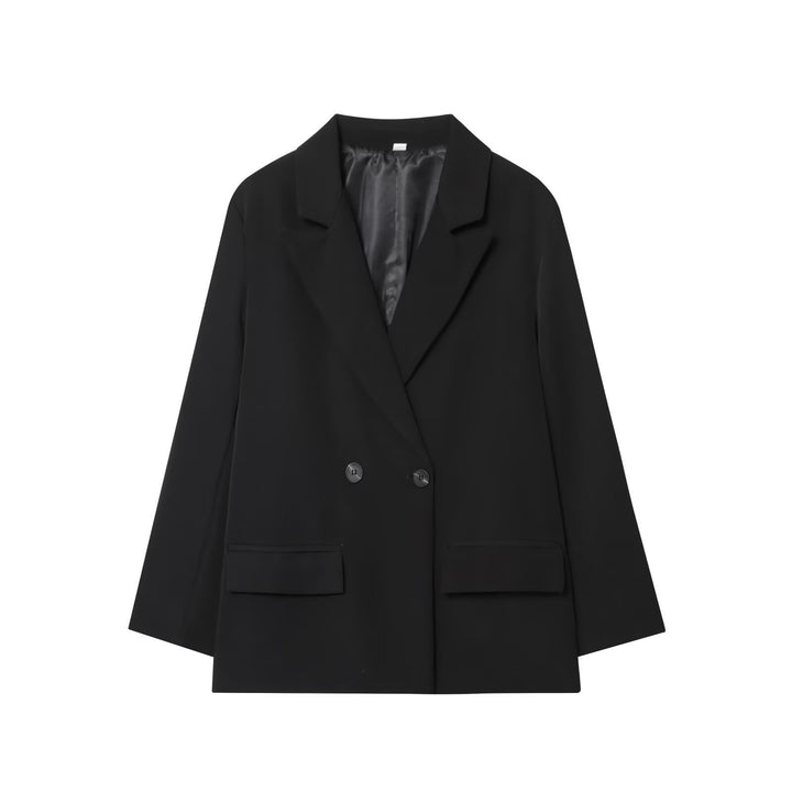 Damen Oversize Doppelreihiger Sakko-Blazer mit Pattentaschen Drune