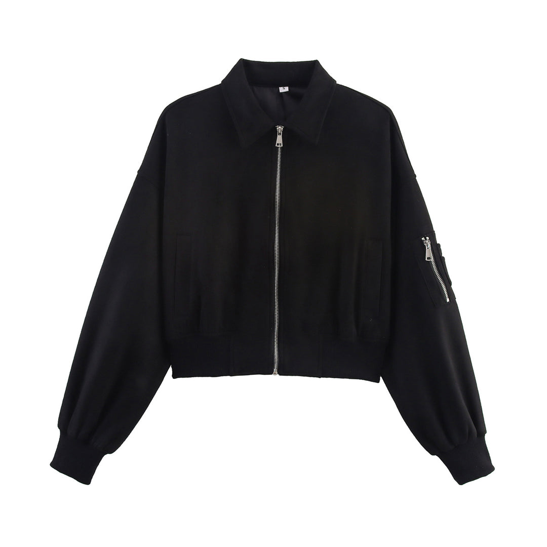 Damen modische Kunstlederjacke mit praktischen Taschen Drune