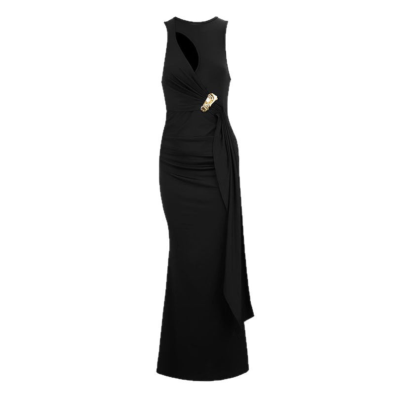 Damen figurbetontes Abendkleid mit asymmetrischem Schnitt und eleganter Drapierung Drune