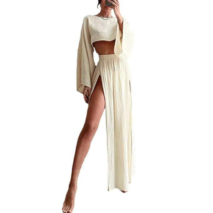 Damen Zweiteiliges Maxikleid mit Off-Shoulder-Design und Schlitz Drune