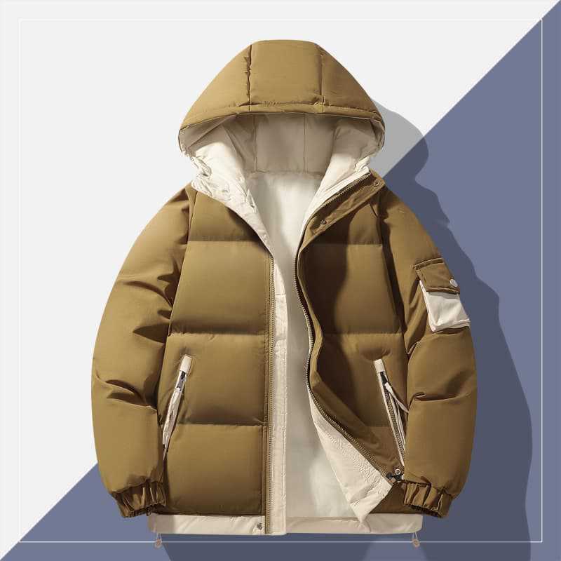 Herren urbaner Steppanorak mit Kapuze, kontrastiertem Futter und Multitaschen Drune