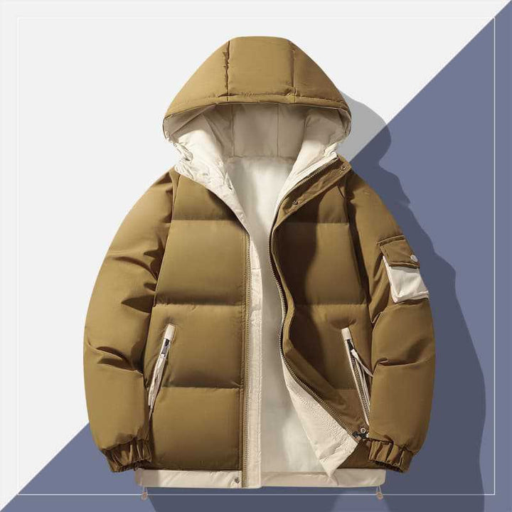 Herren urbaner Steppanorak mit Kapuze, kontrastiertem Futter und Multitaschen Drune