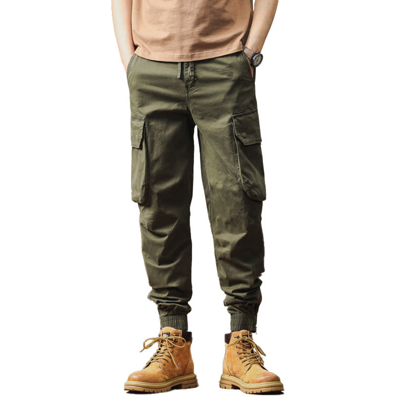 Herren Tactical-Style Cargojogger mit Tunnelzugbund, großen Klappentaschen und gerippten Beinabschlüssen Drune