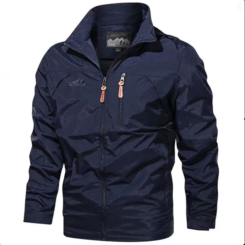Herren Leichte wasserdichte Kapuzen-Outdoorjacke mit Brusttasche und verstellbaren Bündchen Drune