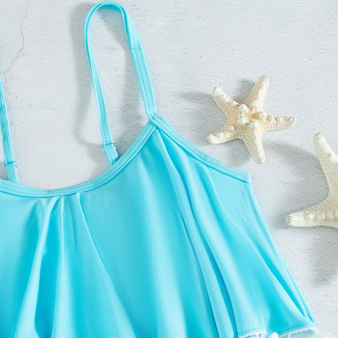 Damen Bikiniset mit verspieltem Volant und hochgeschnittenen Hosen Drune