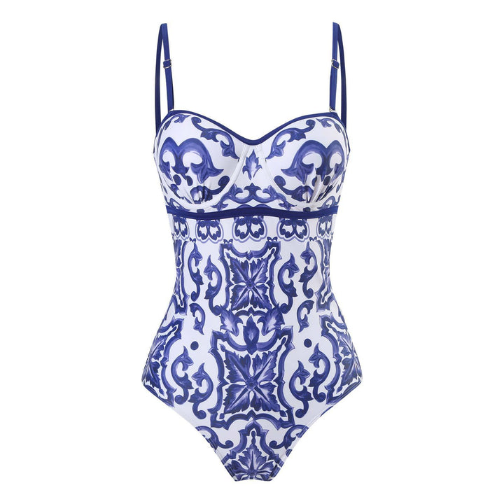 Damen Einteiler Badeanzug mit elegantem Wickelrock Drune