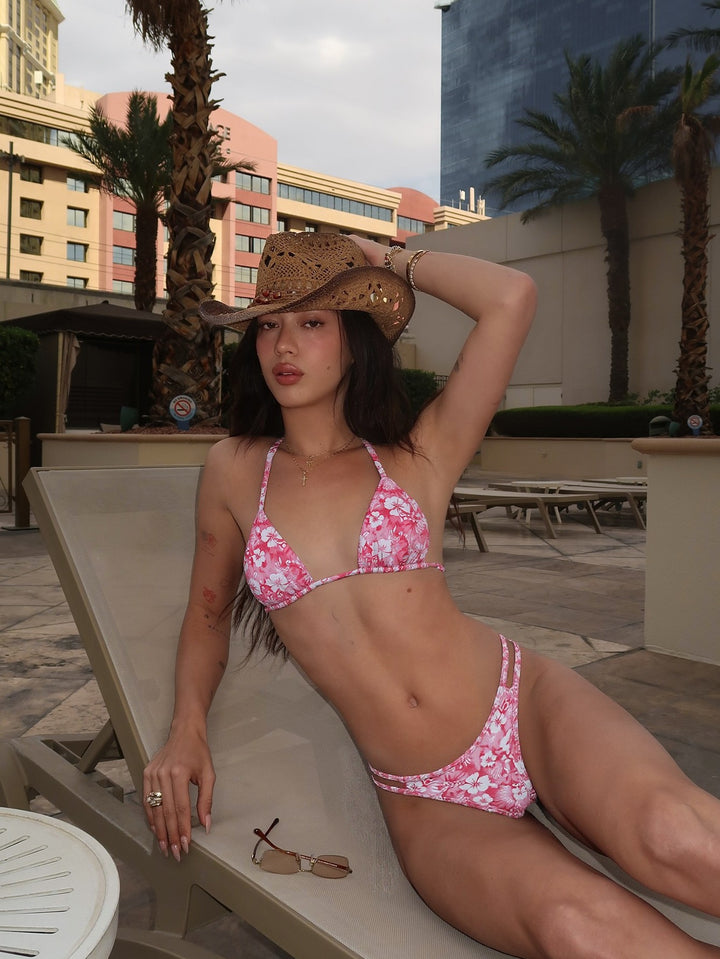 Damen Triangel-Bikini mit hoch geschnittenem Unterteil und floralem Design Drune