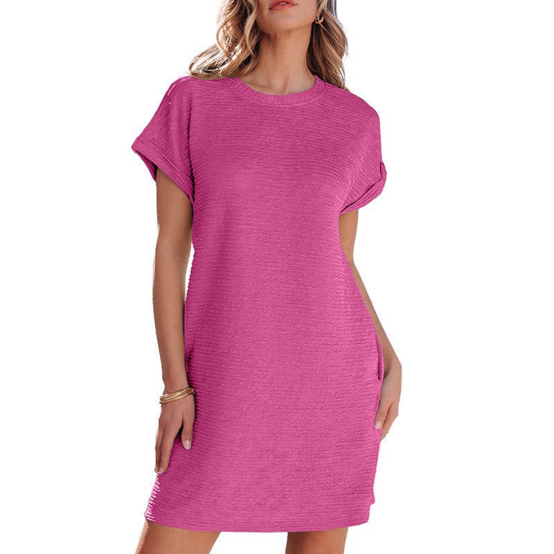 Damen lässiges Freizeitkleid mit strukturiertem Obermaterial und praktischen Taschen Drune