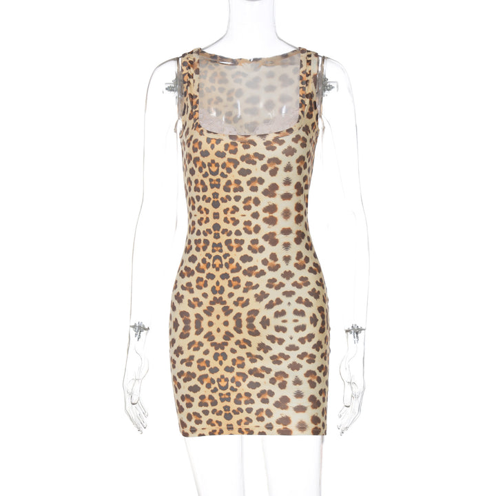 Damen Enges Leopard Kleid Drune