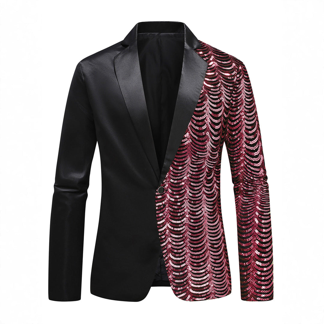 Herren Glamour-Smoking-Sakko mit halbseitigem Paillettenbesatz und Satinrevers Drune
