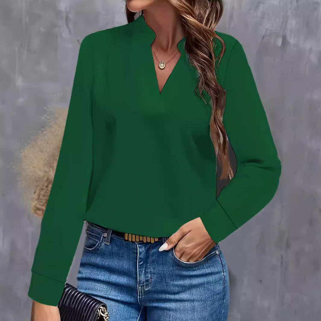 Damen Bluse mit Stehkragen und langen Ärmeln Drune