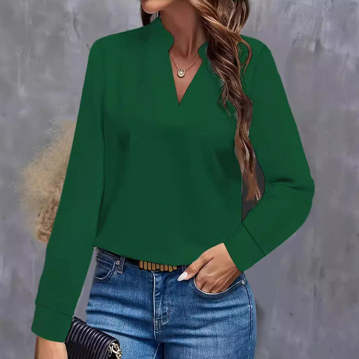 Damen Bluse mit Stehkragen und langen Ärmeln Drune