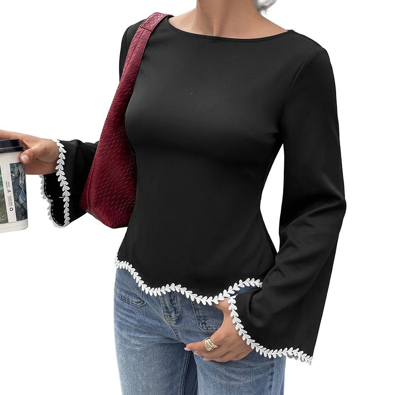 Damen Elegante Bluse mit Rüschenärmel Drune