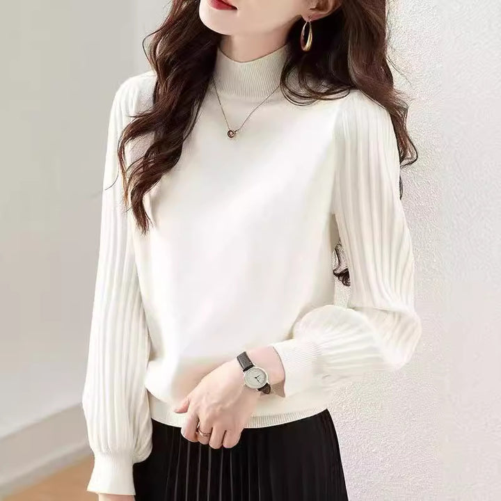 Damen eleganter Pullover mit hohen Strickärmeln Drune