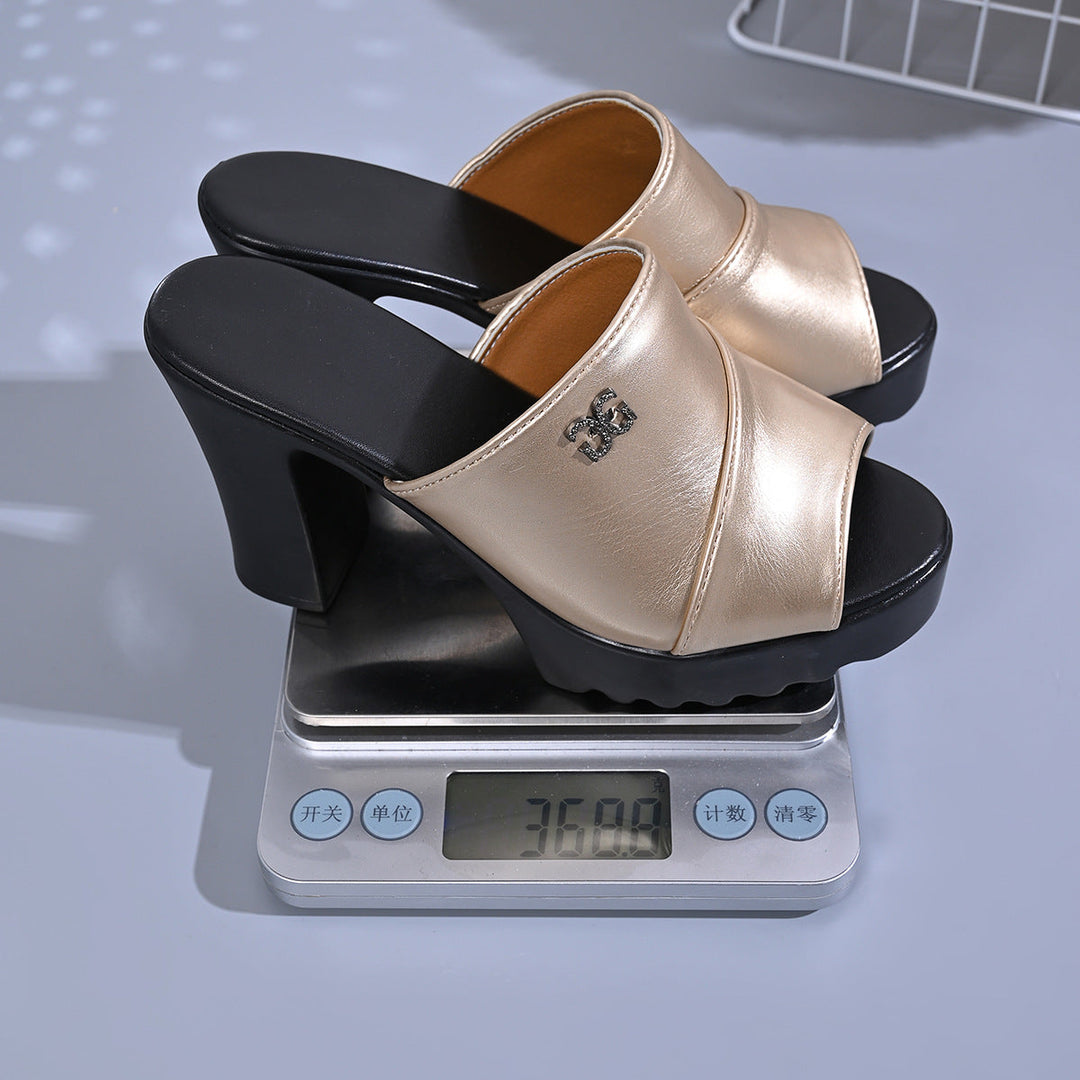 Damen Plateau-Pantoletten mit elegantem Riemendesign und bequemer Sohle Drune