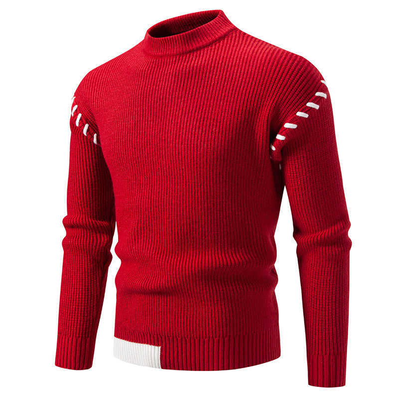 Herren modischer Strickpullover mit hohem Kragen und einzigartigem Zopfdesign Drune