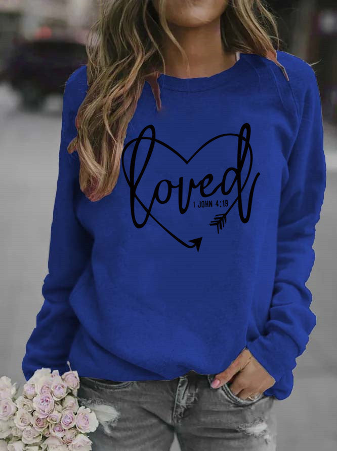 Damen Sweatshirt mit herzförmigem Aufdruck und inspirierender Botschaft Drune
