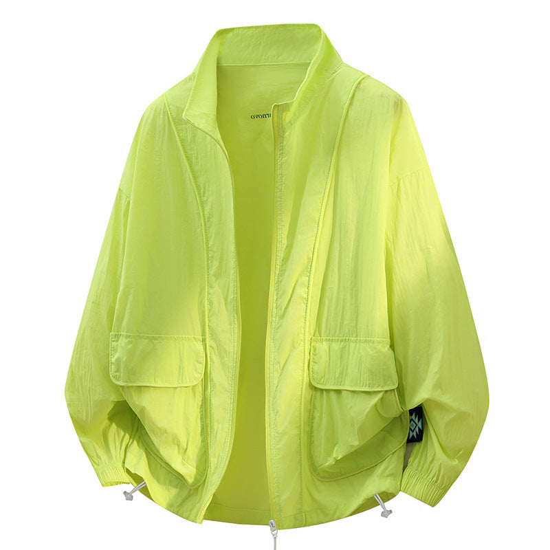 Unisex Oversize Leichte Windjacke mit Kordelzug, Pattentaschen & elastischen Bündchen Drune
