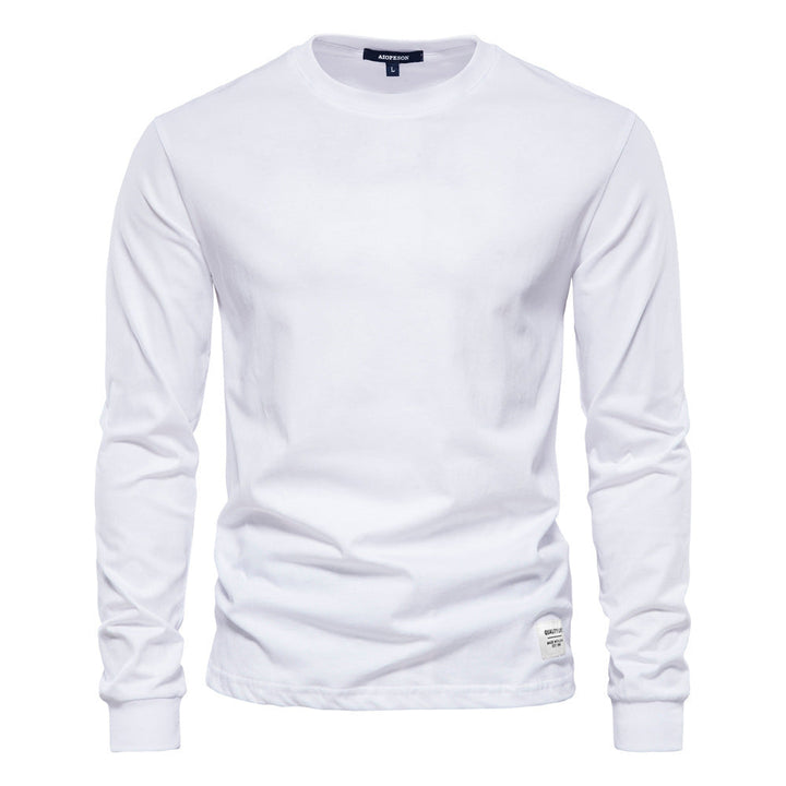 Herren nan klassisches langärmliges Baumwollshirt mit Rundhalsausschnitt und elastischen Bündchen Drune