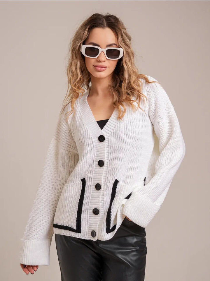 Damen Strickjacke mit tiefen Taschen und lässigem Schnitt Drune