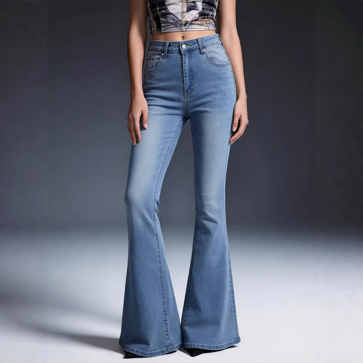 Damen Bootcut Jeans mit hohem Bund und trendiger Waschung Drune