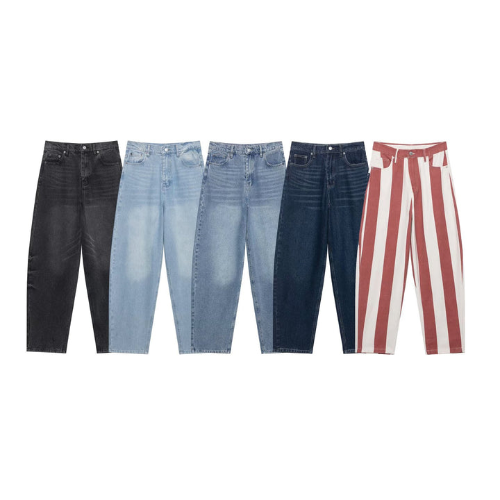 Damen Hochtaillierte kurzgeschnittene Jeans mit weitem Bein aus Denim Drune