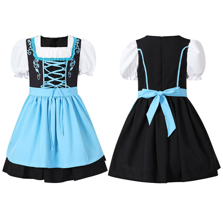 Damen nan trachtiges Dirndlkleid mit geschnürtem Mieder, Puffärmeln und abnehmbarer Schürze Drune