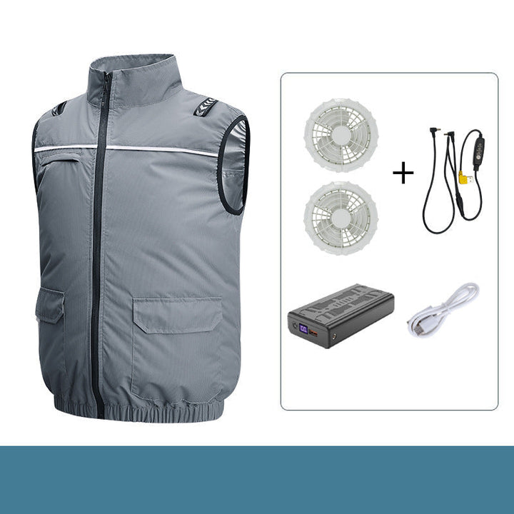 Unisex nan leichte kühlende Arbeitsweste mit integrierten Ventilatoren und externem Akku Drune