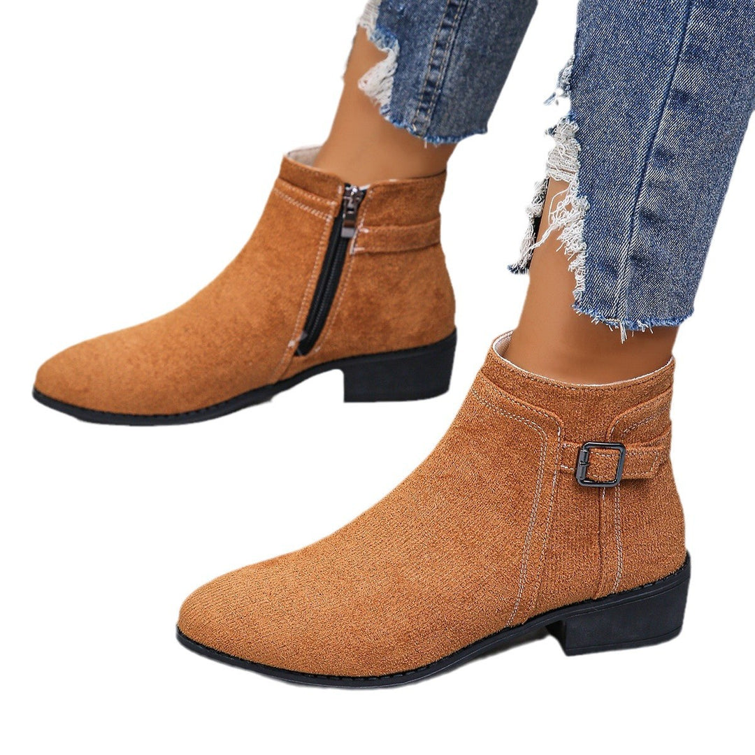 Damen Leo-Muster Ankle Boots mit Reißverschluss und Blockabsatz Drune