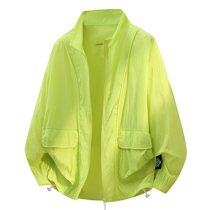 Unisex Oversize Leichte Windjacke mit Kordelzug, Pattentaschen & elastischen Bündchen Drune